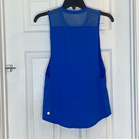 Lululemon Muscle TankRoyal Blue Mesh Deep Arm Holes Crew Neck Size 2 - Picture 7 of 8